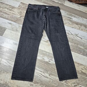 Vintage Men's Levi's 501 Button Fly Classic Straight Leg Black Denim Jeans 42x32